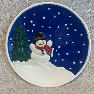 Hand painted snowman plate